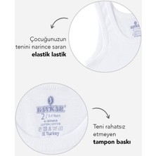 Baykar Erkek Çocuk Oval Yaka Organik Pamuklu Atlet 6'lı Paket Beyaz