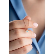 Nereze 925 Ayar Gümüş Rose Kaplama Minimal Göz Kolye