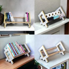 Asudehome Ev Gereçleri Masaüstü Kitaplık Ahşap Kitap Rafı Banyo Havlu Organizer Düzenleyici Kitaplık 50CM