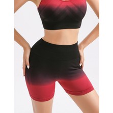 Fitmart Brazilian Kalça Tasarımlı Toparlayıcı Çift Renk Yüksek Bel Dikişsiz Kısa Spor Tayt