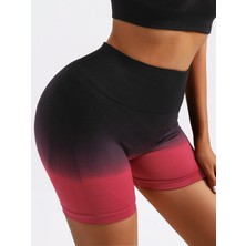 Fitmart Brazilian Kalça Tasarımlı Toparlayıcı Çift Renk Yüksek Bel Dikişsiz Kısa Spor Tayt