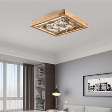 Wood Design World 60X60 cm Ahşap Çerçeve Avize LED Aydınlatma