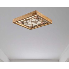 Wood Design World 60X60 cm Ahşap Çerçeve Avize LED Aydınlatma