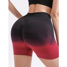Fitmart Brazilian Kalça Tasarımlı Toparlayıcı Çift Renk Yüksek Bel Dikişsiz Kısa Spor Tayt