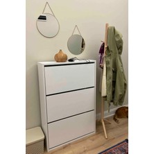 Evnalia Düşer Kapak Ayakkabılık 3 Bölmeli 6 Raflı Rampalı 110x74 cm