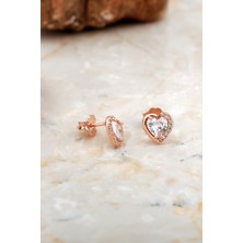Sümer Telkari Kalp Mini Rose Gümüş Küpe 6930