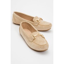 Ccway Kadın Tokalı Günlük Ayakkabı Koyu Bej Süet