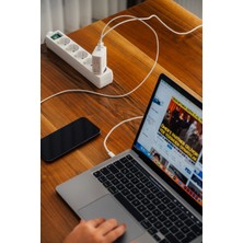 S-Link SL-EC69 Gan Pd 65W / Qc 18W Type Usb-C +Usb A Hızlı Beyaz Ev/notebook Şarj Adaptör