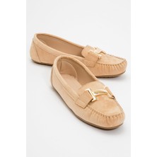 Ccway Kadın Tokalı Günlük Ayakkabı Bej Süet