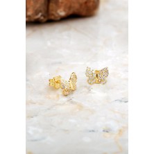 Sümer Telkari Kelebek Mini Altın Kaplama Gümüş Küpe 6932