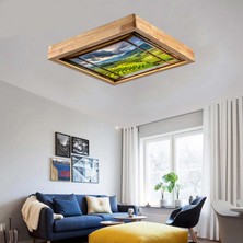 Wood Design World 60X60 cm Ahşap Çerçeve Avize LED Aydınlatma