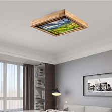 Wood Design World 60X60 cm Ahşap Çerçeve Avize LED Aydınlatma