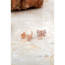 Sümer Telkari Kelebek Mini Rose Gümüş Küpe 6934