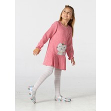 Uni-Cat Ekose Fırfırlı Kırmızı Kız Elbise