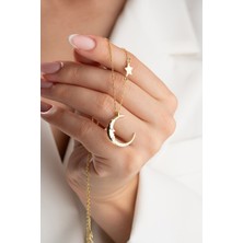 Silvano Jewelry 925 Ayar Gümüş Yıldızlı Hilal Kolye