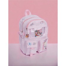 Roomys Young Kawaii Kore Tarzı Aksesuarlı ve Ayıcıklı Okul Sırt Çantası Pudra Pembe Type 4 Tekstil Basic 1