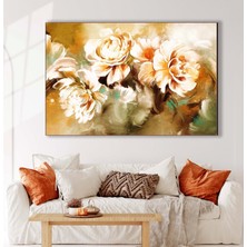 Bestablo Yağlı Boya Görünümlü Dekoratif Çiçekler Kanvas Tablo Bestablo