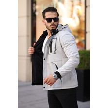 Mero Life Outdoor Kapüşonlu Su ve Rüzgar Geçirmez Kapitone Içi Kürklü Elyaf Dolgulu Şişme Taş Rengi Softshell Mont