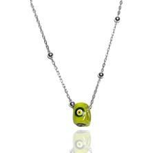 Kadın Sarı Boncuklu Top Zincirli Nazarlık Kolye  MGD2020904C