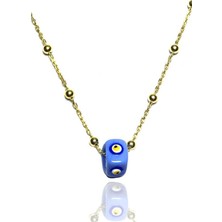 Kadın Nazar Boncuklu Altın Kaplama Top Zincirli Kolye  MGD2020906B