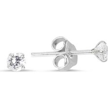Kadın Gümüş 925 Ayar 3mm Yuvarlak Zirkon Tektaş Küpe E01453