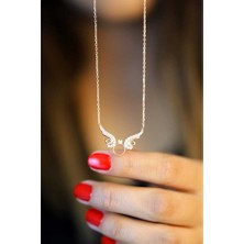 925 Ayar Zirkon Taşlı Tektaş Model Rose Kaplama Hayalet Kolye