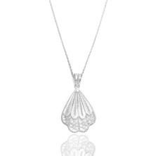 Midyat Gümüş Dünyası Kadın Yelpaze Model Telkari Gümüş Kolye 2020076