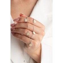 Silvano Jewelry 925 Ayar Gümüş 5'li Papatya Kolye