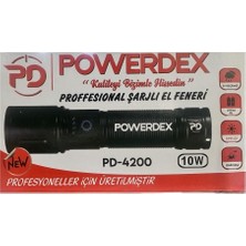 Powerdex PD-4200 Yağmur Suyu Geçirmez 10WATT Süper LED Profesyonel Şarjlı El Feneri