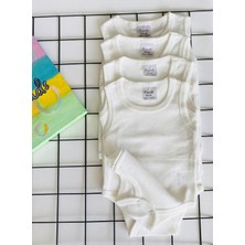 Miyakidsworld Jakarlı 4 Mevsim Pamuklu Organik Iç Atlet Body Set 4 Lü Ecru Renk Unisex