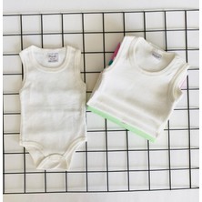 Miyakidsworld Jakarlı 4 Mevsim Pamuklu Organik Iç Atlet Body Set 4 Lü Ecru Renk Unisex