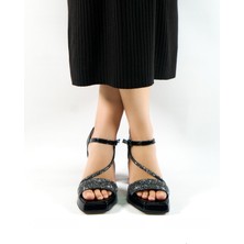Cleopatra Shoes Gümüş Ayna Taşlı Yüksek 10 cm Platforum