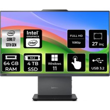 Lenovo Thinkcentre Neo 50A Intel Core I7 13620H 64GB 4tb SSD 27" Fhd W11P Multi-Touch All In One Bilgisayar 12SA0013TRP415