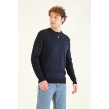 Giyim Dünyası Erkek Desenli Sıfır Yaka Kazak Lacivert