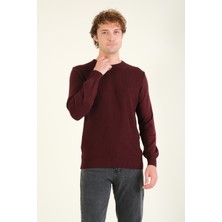 Giyim Dünyası Erkek Desenli Sıfır Yaka Kazak Bordo