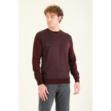 Giyim Dünyası Erkek Desenli Sıfır Yaka Kazak Bordo