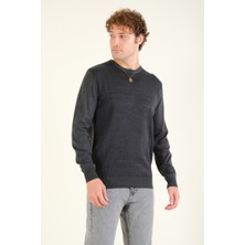 Giyim Dünyası Erkek Desenli Sıfır Yaka Kazak Antrasit