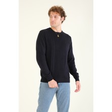 Giyim Dünyası Erkek Desenli Sıfır Yaka Kazak Lacivert