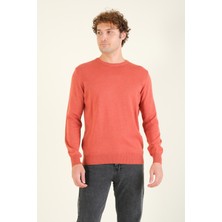 Giyim Dünyası Erkek Biyeli Sıfır Yaka Kazak Kiremit