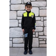 Sevimli Kids Siyah Unisex Çocuk Siyah Trafik Polisi Kostümü