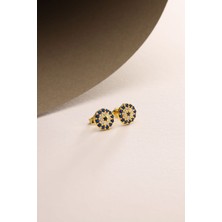 Nereze 925 Ayar Gümüş Gold Kaplama Minimal Nazar Küpe