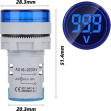 Roboyol Store Dc 6-100V Mavi Yuvarlak Voltmetre