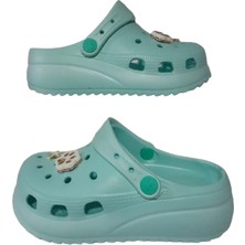 Akınalbella Kız Çocuk Su Yeşili Taşlı Ortopedik Taban Günlük Şık Terlik Akb32-659