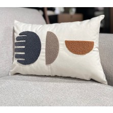Pratic Home Tekli Punch Nakışlı Keten Pamuklu Kumaş Dikdörtgen Kırlent Kılıfı