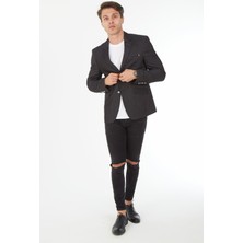 Sposo G-182 Iki Düğme Dar Kalıp Siyah Erkek Blazer Ceket