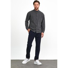 Çıtçıt Detaylı Slim Fit Sweatshirt Erkek Antrasit Dış Gömlek