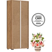 Dekorex KTP211-C-ANTRASIT 2 Cam Kapaklı 6 Raflı Yüksek Kitaplık