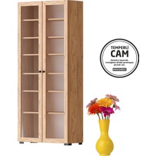 Dekorex KTP-211-C-CEVİZ - Cam Kapaklı Kitaplık