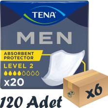 Tena Men Level-2, Erkek Mesane Pedi, 4 Damla, 20'li 6 Paket 120 Adet