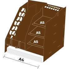 BK Commerce Evrak Rafı Pratik Masa Üstü Düzenleyici Ahşap Organizer Kahverenği